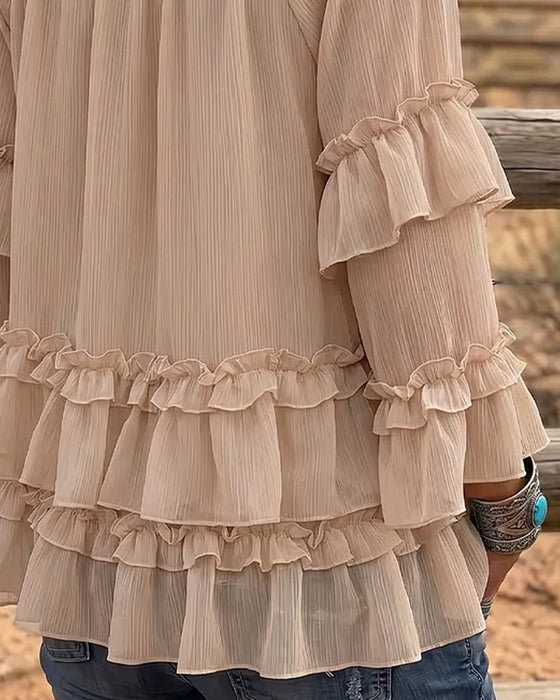 Blouse Dubbele Laag Ruffle Flare