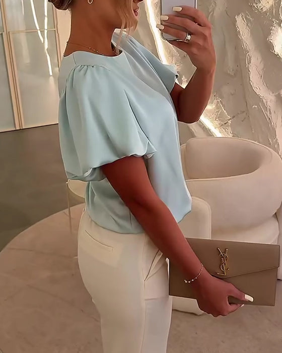 Blouses Satin Korte Mouw Drapeau