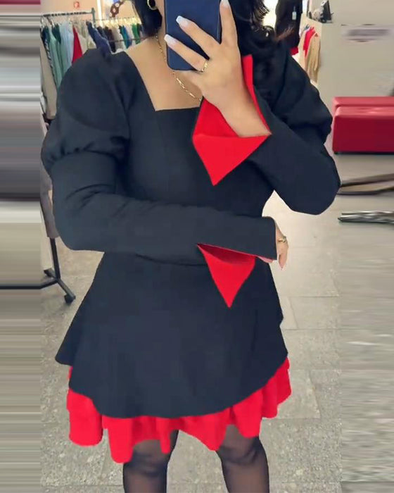 Jurk Split Klokmouwen Patchwork A-zom