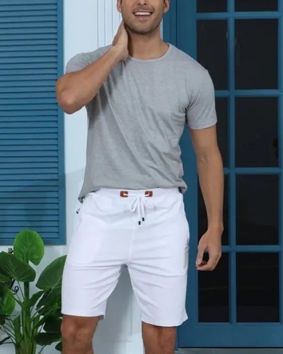 Shorts Elastische Taille Trekkoord Effen Kleur Heren