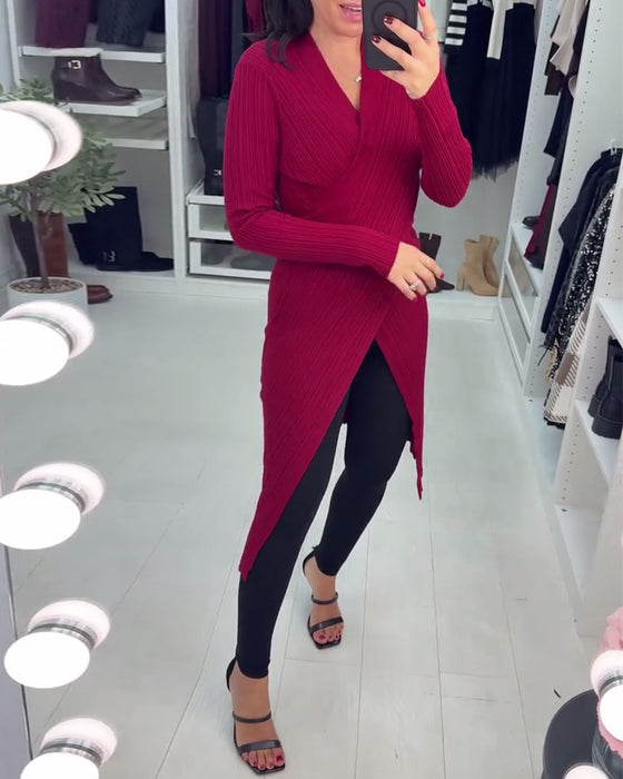 Langmouwige Pullover Met V-Hals En Crossover Details