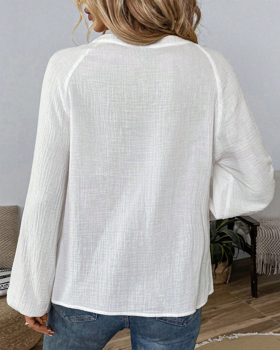 Blouse V-Hals Lange Mouwen Bedrukt Casual