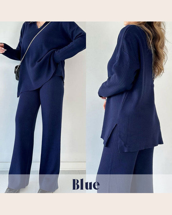 Twee - delig Set Met Eenkleurige En Brei - kenmerken