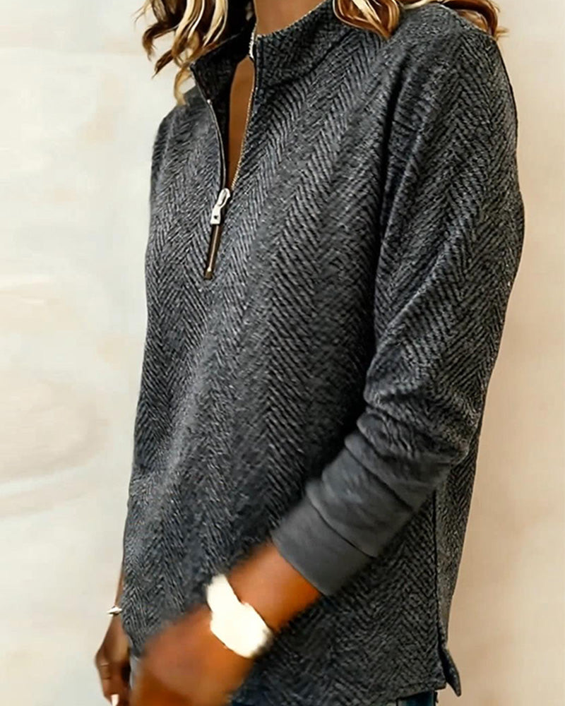 Sweater Staande Kraag Rits Casual