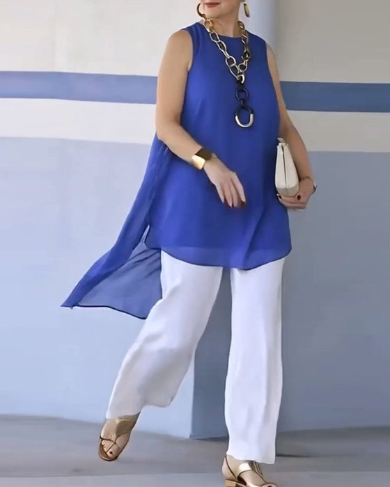 Tanktop A Mouwloos Asymmetrisch Vloeiend
