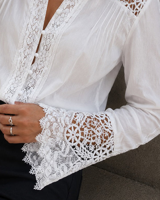 Blouse Slag Lange Mouw Mode