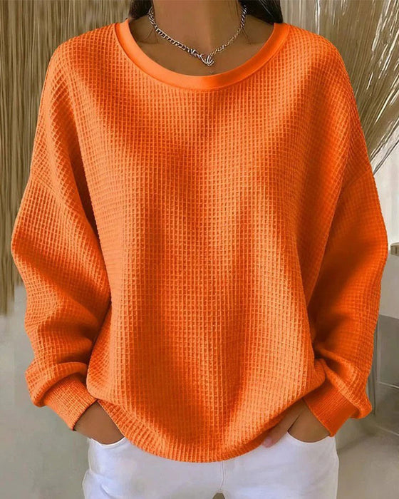 Sweatshirt Effen Wafeltextuur Pullover