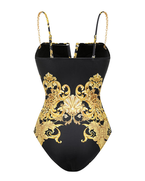 Zwempak Vintage Bedrukt Mesh Zonbescherming