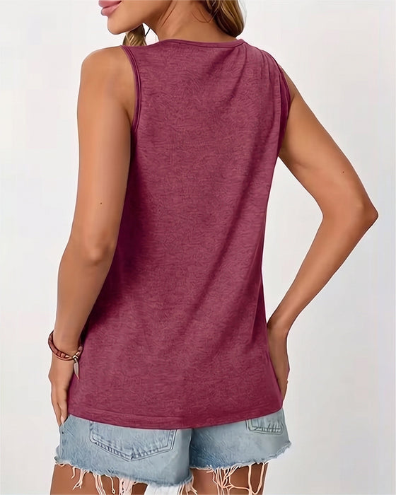 Tanktop Effen U-Hals Geplisseerd