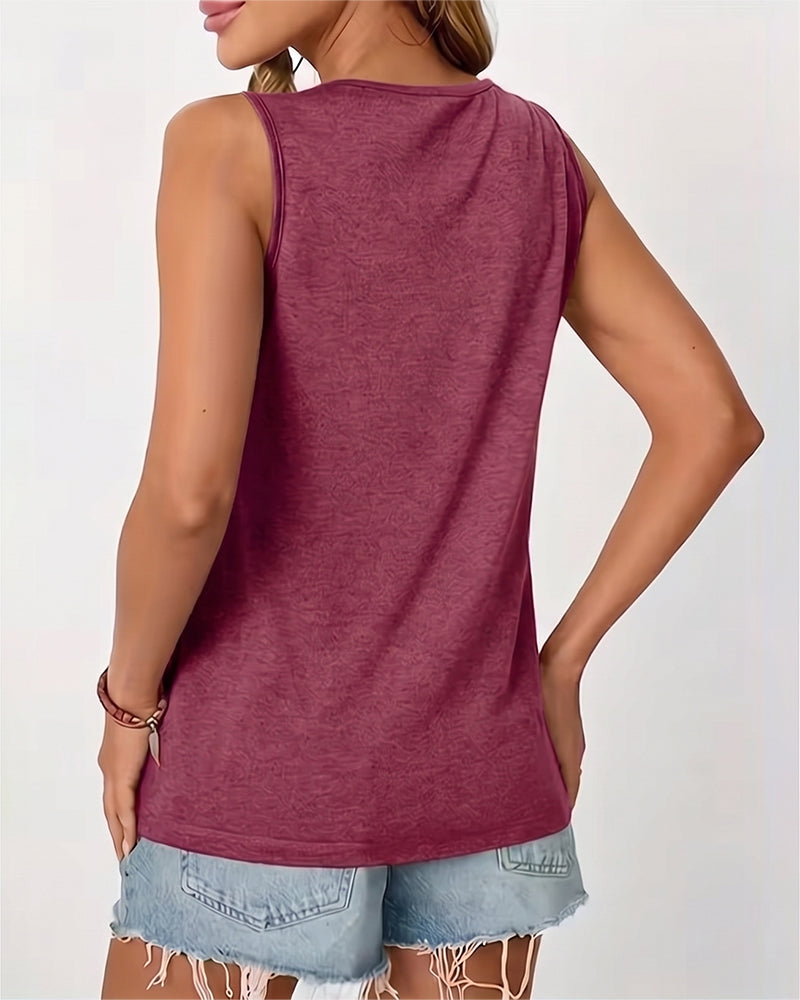 Tanktop Effen U-Hals Geplisseerd