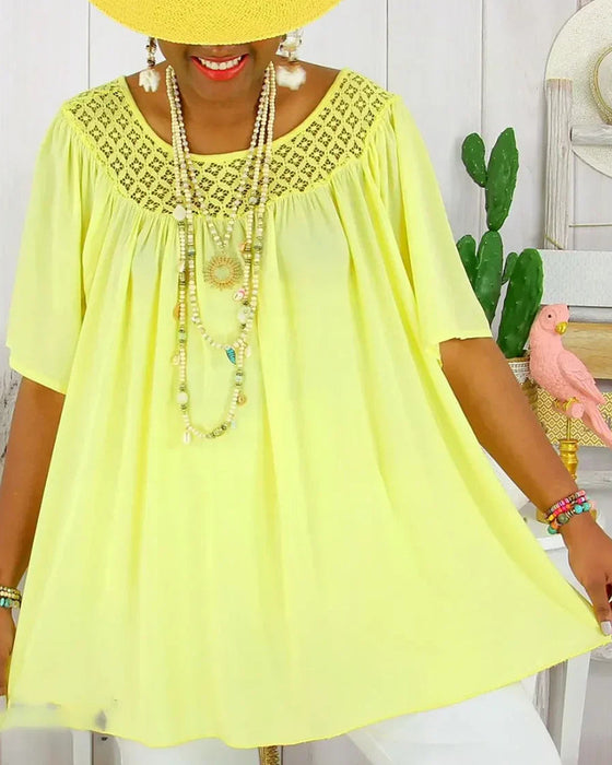 Blouse Effen Kleur Losse Pasvorm