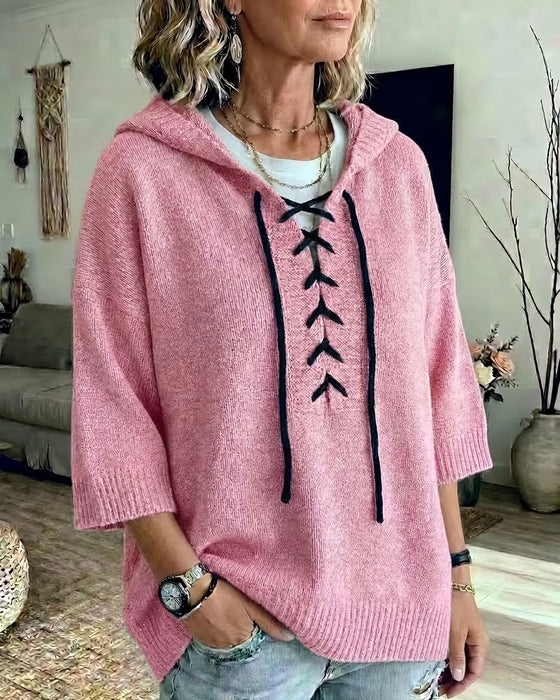Pullover Strik Capuchon Casual