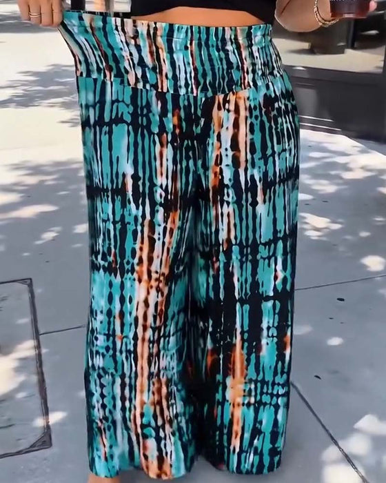 Broek Tie-Dye Print Hoge Taille Wijde Pijp Lang