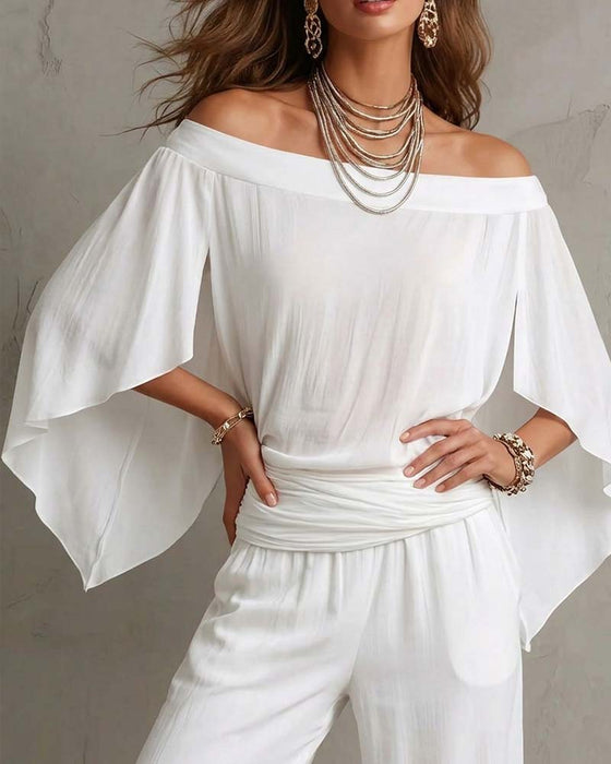Blouse Off-Shoulder Onregelmatig Los