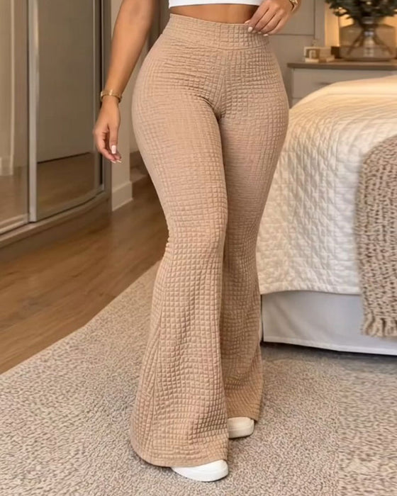 Broek Hoge Taille Effen Uitlopend