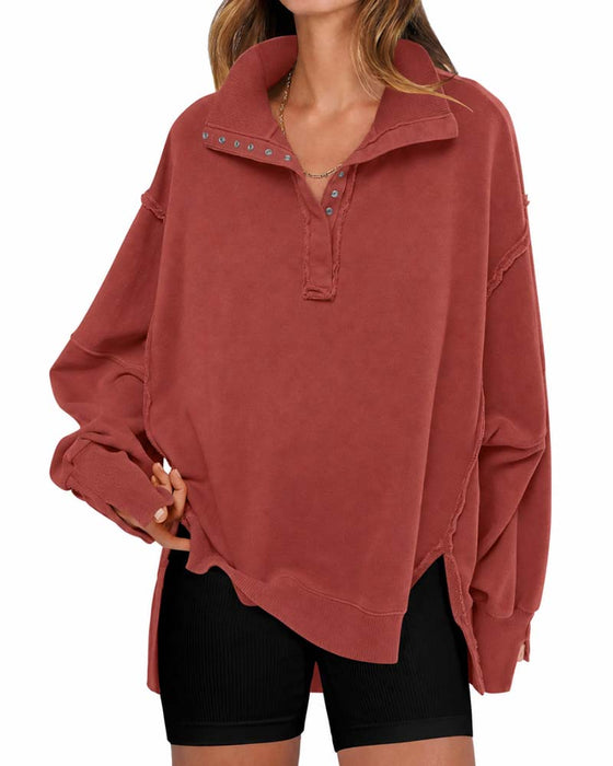 Sweatshirt Effen Kleur Lange Mouwen