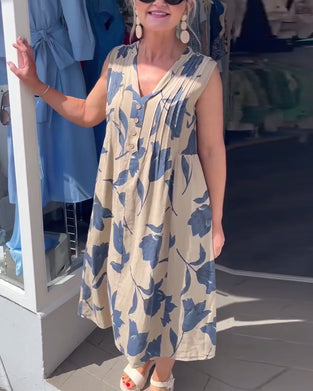 Jurk V-Hals Mouwloos Gedrukt