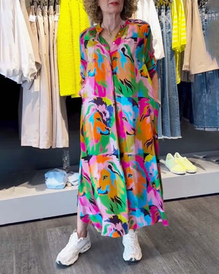 Jurk met kleurrijke print en zakken