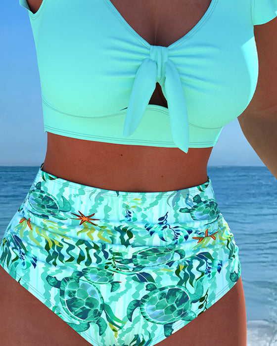Bikini U-Hals Flutter Mouw Uitsnijding