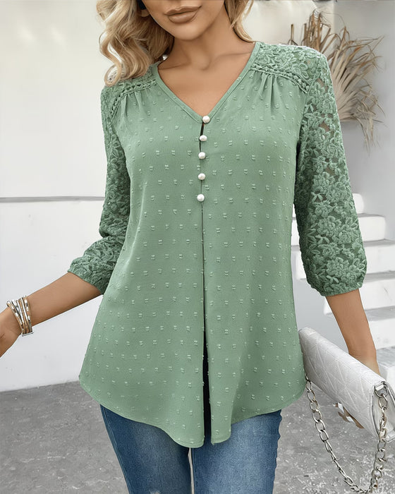 Blouse Kant Patchwork 3D Bloemen