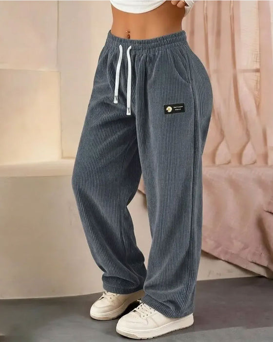Broek Verticaal Corduroy Trekkoord Wijde Pijp Casual