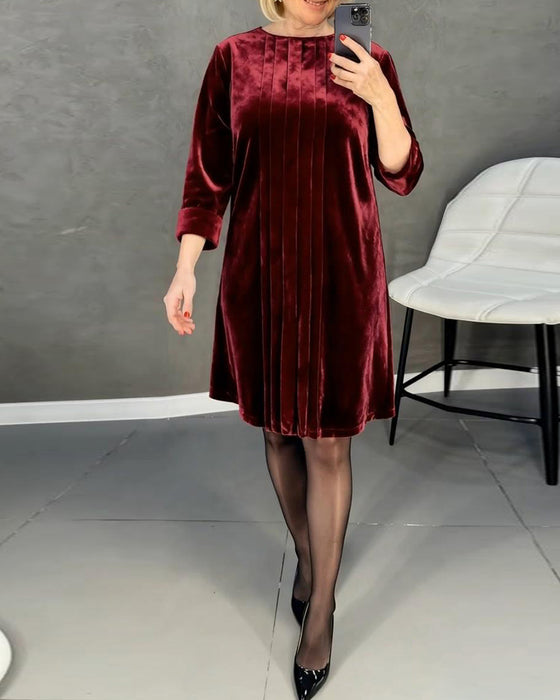 Jurk Ronde Hals Geplisseerd