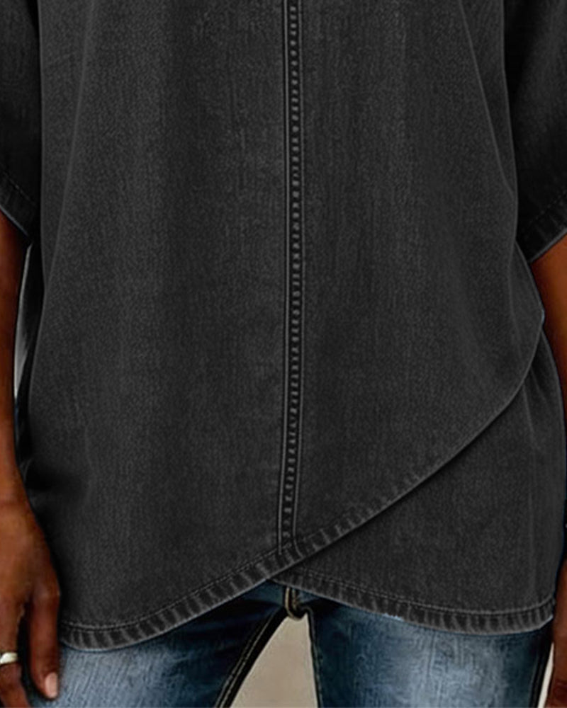Top V-Hals Vrijblijvend Denim