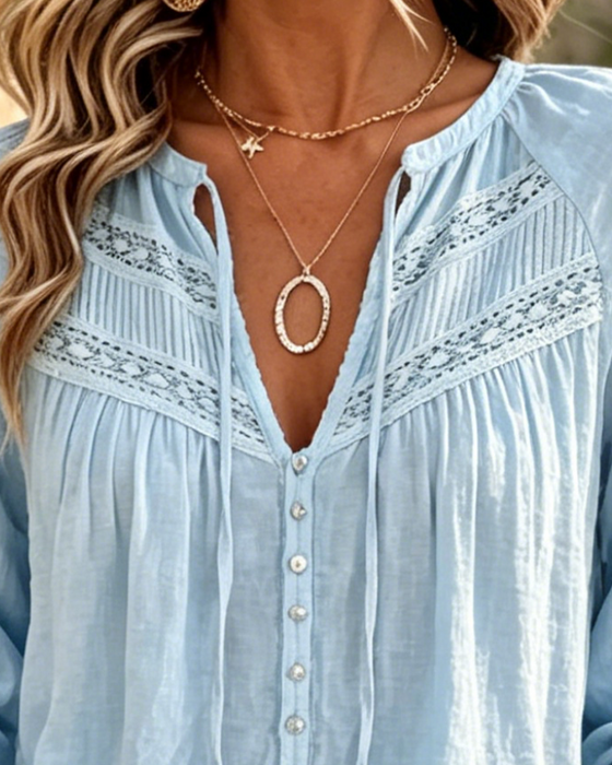 Blouse Casual Hollow Out Kant