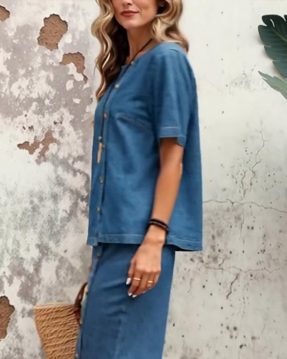 Set Mode Zijkant Knoop Denim