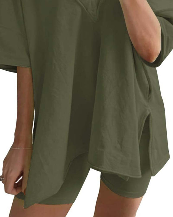 Tweedelig Set Effen V-Hals Sportkleding