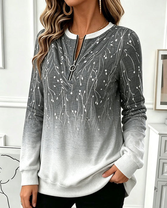 Sweatshirt Rondhals Rits Ombre