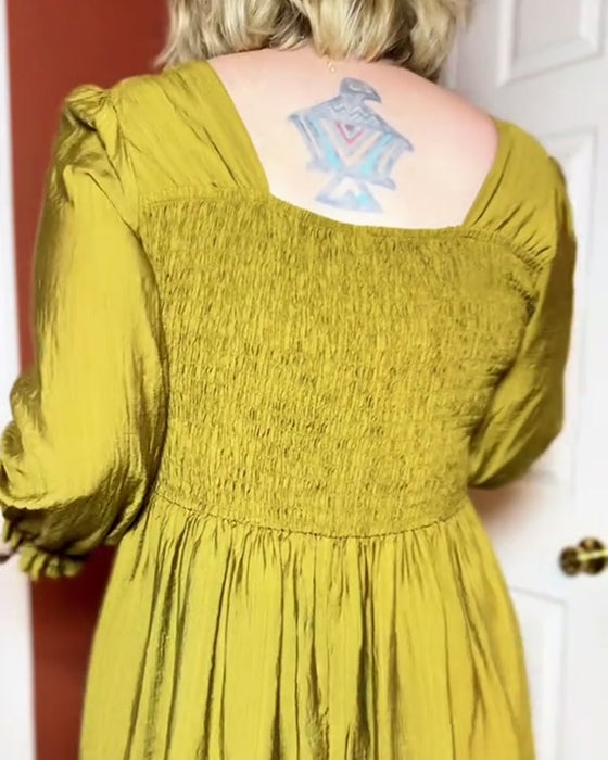 Elegante jurk met v-hals en kant