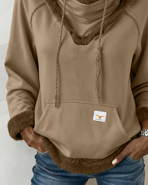 Langmouwige Sweatshirt Met Patchworkdetails En Zak