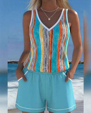 Tankini Badpak V-Hals Gedrukt