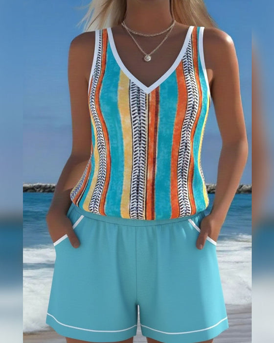 Tankini Badpak V-Hals Gedrukt