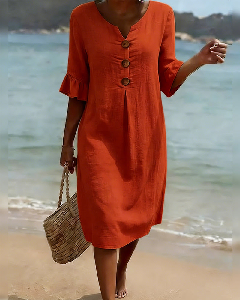 Jurk Knoop Frons Mouw 100% Katoen