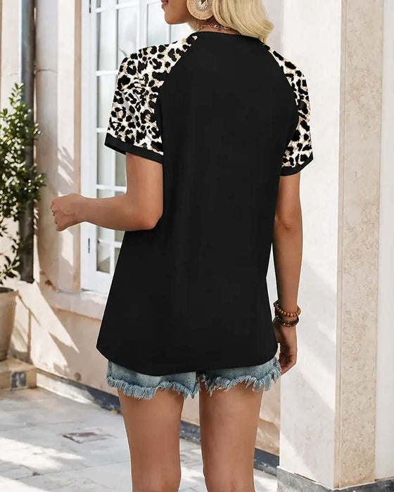 T-Shirt Rondhals Kleurblok Raglan Mouw