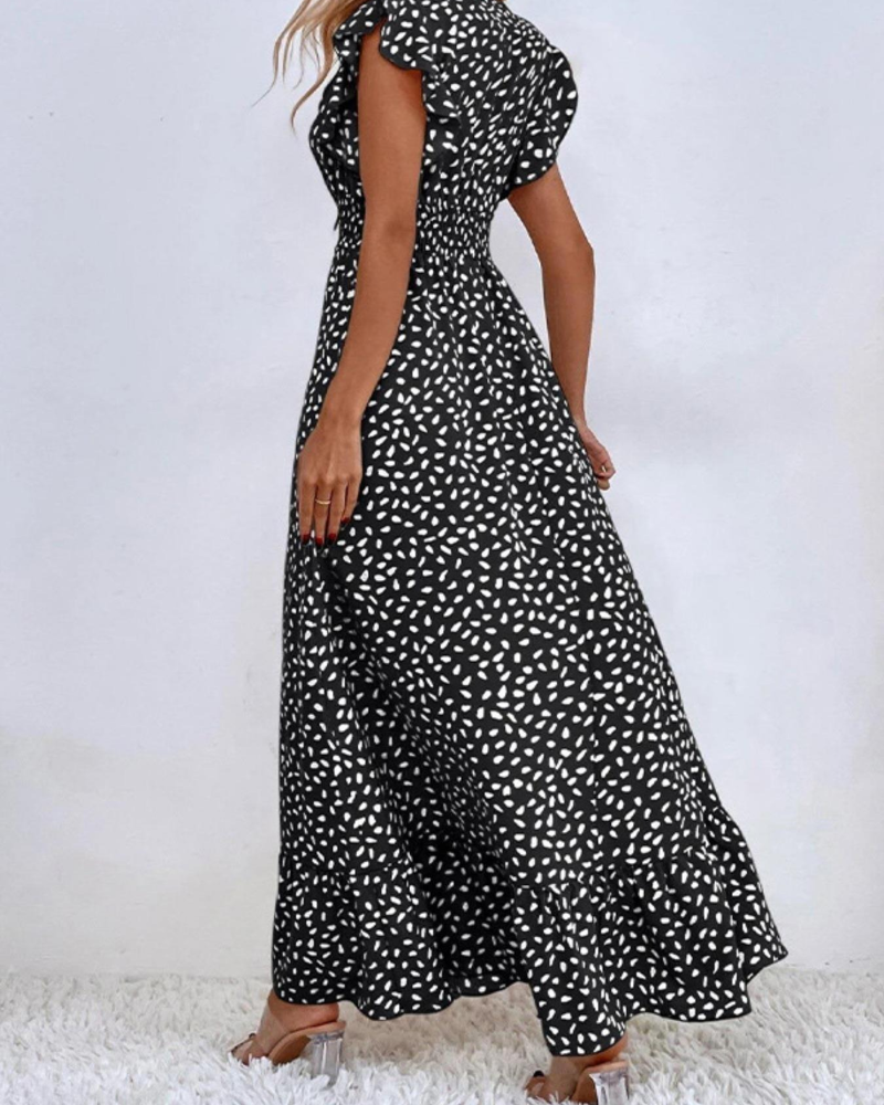 Jurk Stippenpatroon V-Hals Maxi