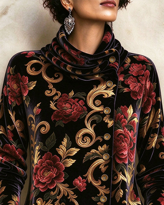 Top Vintage Bloemen Coltrui Scheefgeknoopt