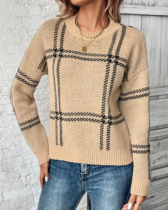 Trui Lange Mouw Ruitjes Trui