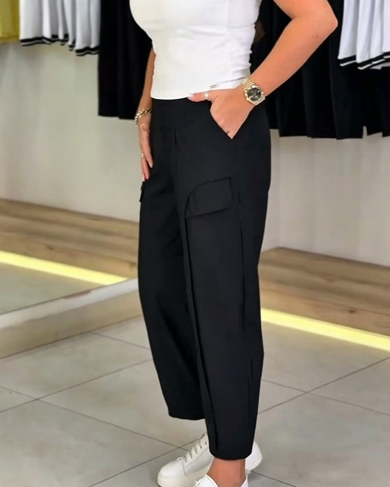 Broek Effen Kleur Zak Geknipt Casual