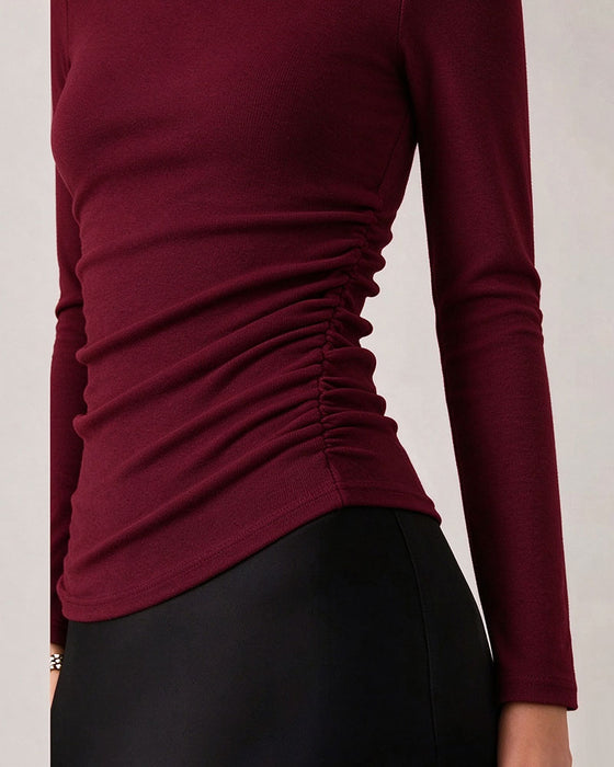 Top Halve Turtleneck Zijde Gerimpeld Basis