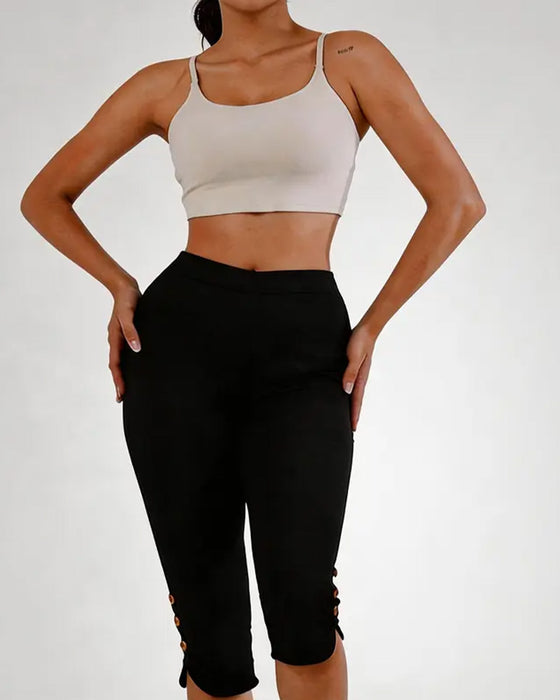 Leggings Effen Slim-Fit Ingekort