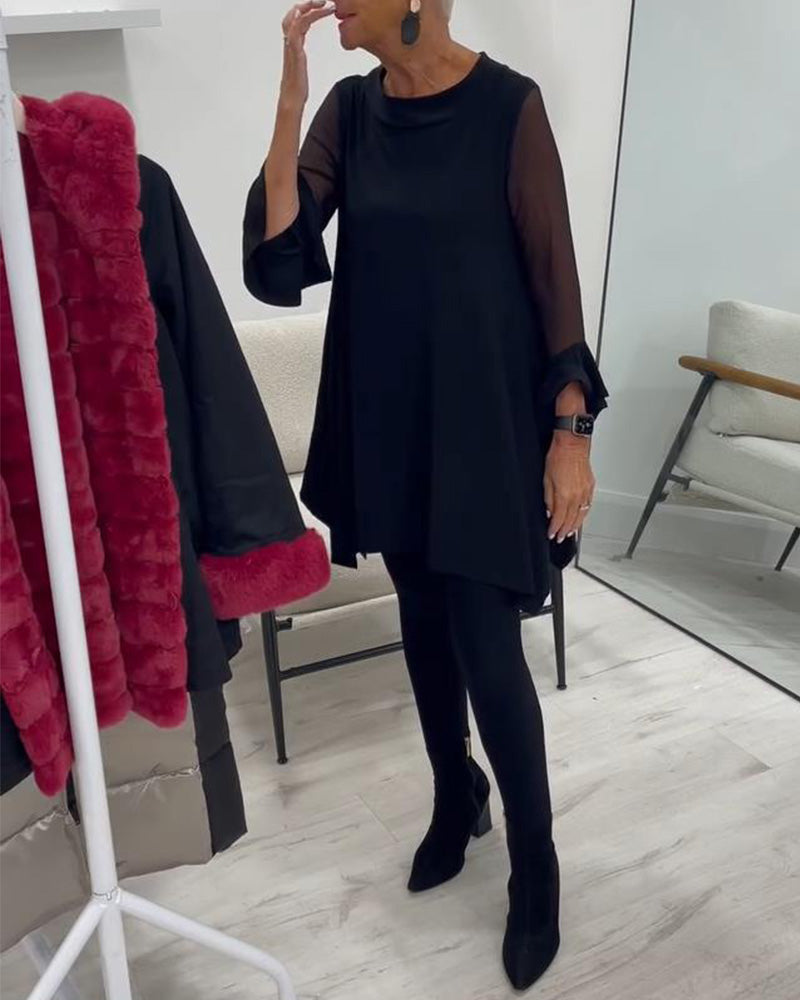 Blouse Met Onregelmatige Zoom En Wijd Uitlopende Mouwen