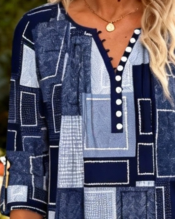 Top Geknoopt Vierkante Print