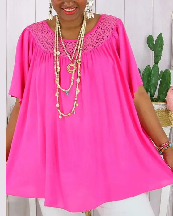 Blouse Effen Kleur Losse Pasvorm