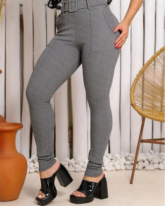 Broek Riem Gestructureerd Slim Tapered