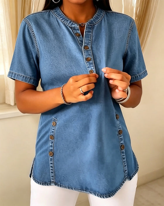Top Casual Knoppen Korte Mouwen