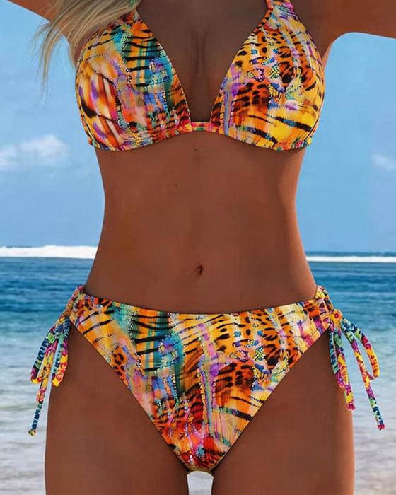 Bikini Kleurrijk Luipaardprint Halternek