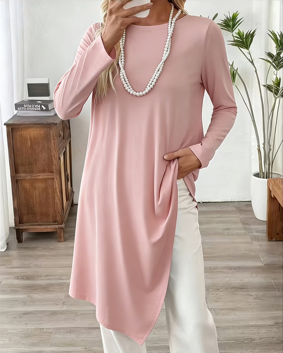 Top Asymmetrisch Middenlang Effen